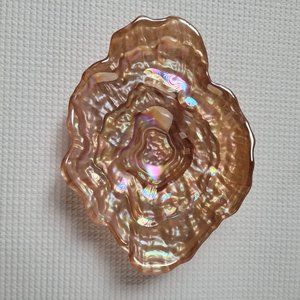 Akcam Home Decor Turkish Art Glass Dish Iridescent Oyster Shell Blue Marigold